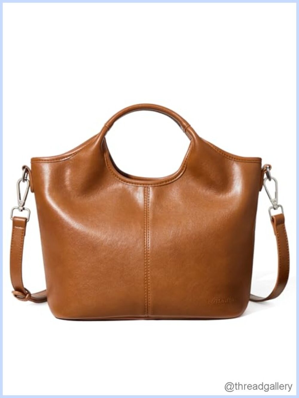 Vegan Leather Satchel Crossbody Bag Removable Strap Zip Handbag